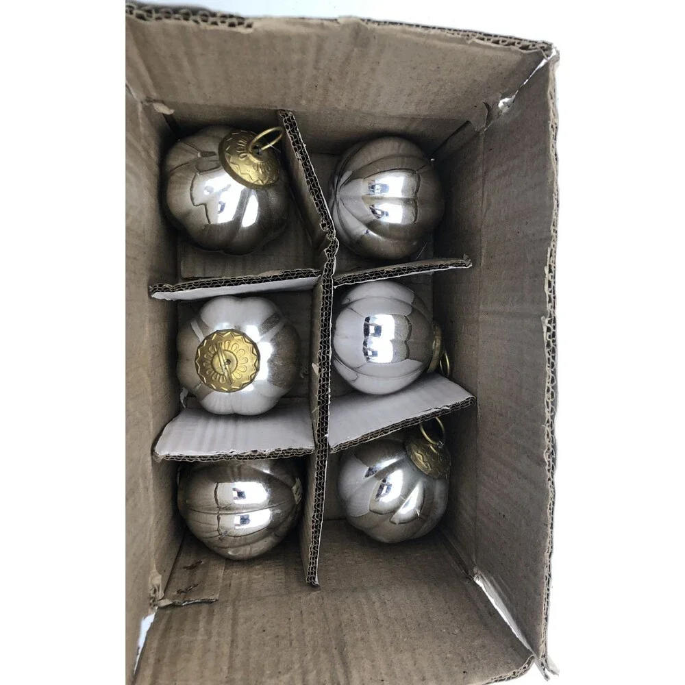 Silver pumpkins Christmas ornaments India Vintage Kugel Mercury glass